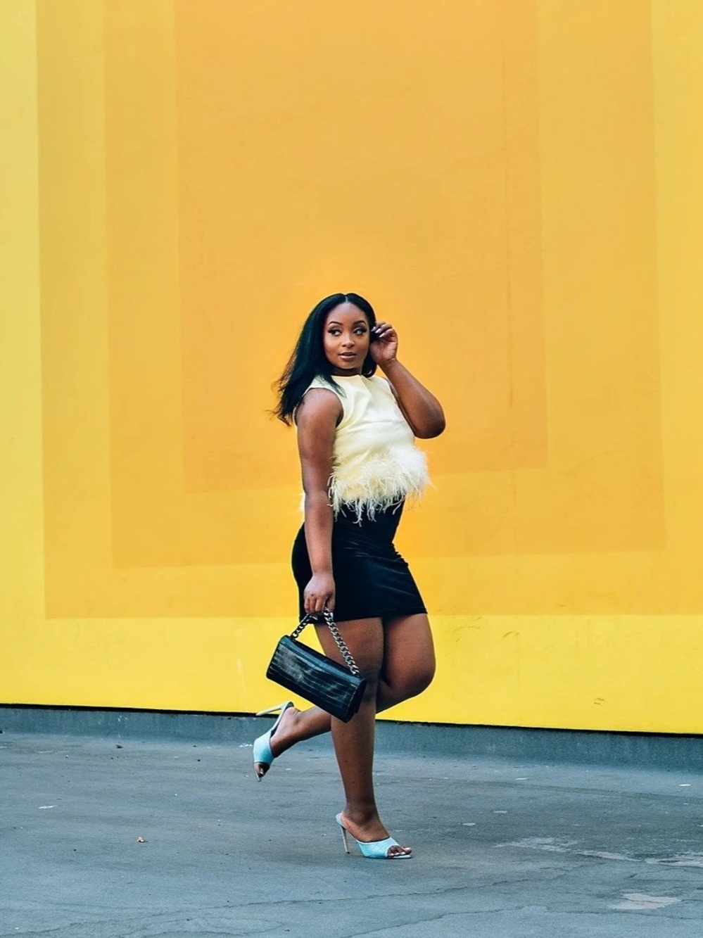 Butter Yellow Fringe Feather Top